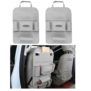 oshotto car backseat storage organizer phone holdermulti-pocket for bottles tissue boxeskids toy storage and great travel accessory compatible with renault triber set of 2 - dark grey
