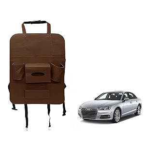oshotto car backseat storage organizer phone holdermulti-pocket for bottles tissue boxeskids toy storage and great travel accessory compatible with audi a4 2017-2026 brown