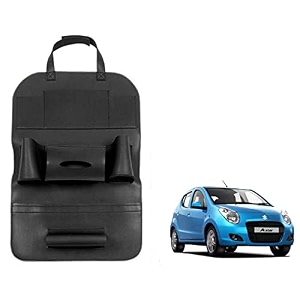oshotto car backseat storage organizer phone holdermulti-pocket for bottles tissue boxeskids toy storage and great travel accessory compatible with maruti suzuki astar black