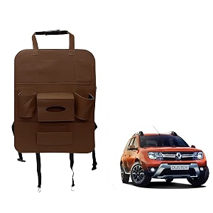 oshotto car backseat storage organizer phone holdermulti-pocket for bottles tissue boxeskids toy storage and great travel accessory compatible with renault duster brown
