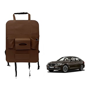 oshotto car backseat storage organizer phone holdermulti-pocket for bottles tissue boxeskids toy storage and great travel accessory compatible with bmw 3gt brown