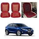 Oshotto Car Wooden Bead Seat Cushion with Velvet Border Compatible with Toyota Glanza - (Red) Set of 2