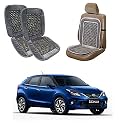 Oshotto Car Wooden Bead Seat Cushion with Velvet Border Compatible with Toyota Glanza - (Grey) Set of 2