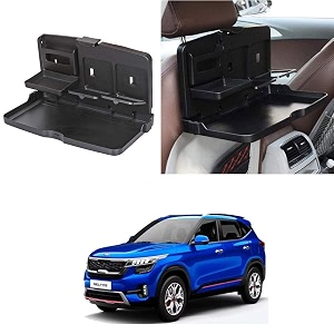 oshotto ft-02 car backseat food travel dining meal amp snaks tray amp cup holder compatible with kia seltos black - 1 piece