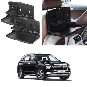 oshotto ft-02 car backseat food travel dining meal amp snaks tray amp cup holder compatible with hyundai creta 2020-2026 black - 1 piece