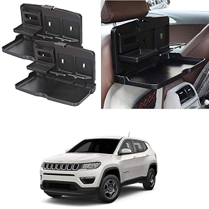 oshotto ft-02 car backseat food travel dining meal amp snaks tray amp cup holder compatible with jeep compass black - set of 2