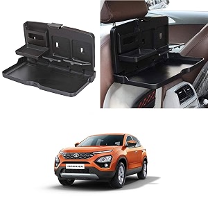 oshotto ft-02 car backseat food travel dining meal amp snaks tray amp cup holder compatible with tata harrier black - 1 piece