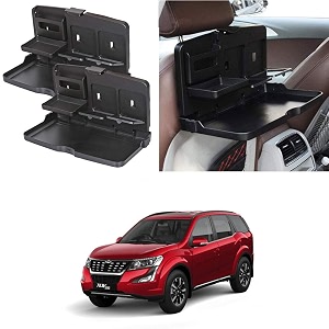 oshotto ft-02 car backseat food travel dining meal amp snaks tray amp cup holder compatible with mahindra xuv-500 black - set of 2