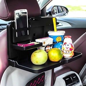 oshotto ft-02 car backseat food travel dining meal amp snaks tray amp cup holder compatible with hyundai venue 2026 black - set of 2