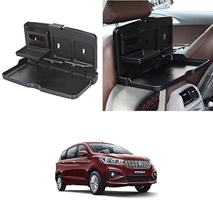 oshotto ft-02 car backseat food travel dining meal amp snaks tray amp cup holder compatible with maruti suzuki ertiga black - 1 piece