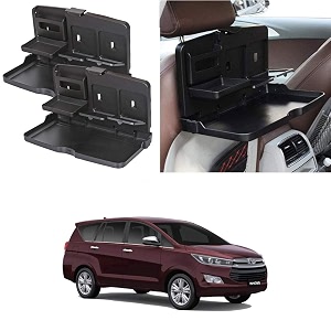 oshotto ft-02 car backseat food travel dining meal amp snaks tray amp cup holder compatible with toyota innova black - set of 2