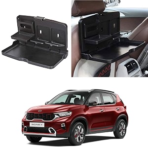 oshotto ft-02 car backseat food travel dining meal amp snaks tray amp cup holder compatible with kia sonet black - 1 piece