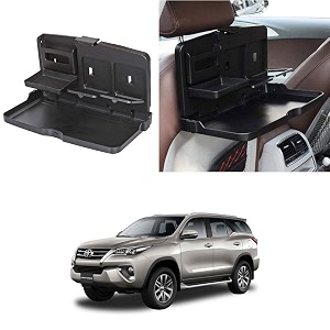 oshotto ft-02 car backseat food travel dining meal amp snaks tray amp cup holder compatible with toyota fortuner black - 1 piece