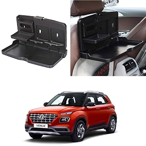 oshotto ft-02 car backseat food travel dining meal amp snaks tray amp cup holder compatible with hyundai venue black - 1 piece