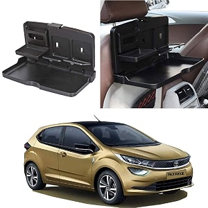 oshotto ft-02 car backseat food travel dining meal amp snaks tray amp cup holder compatible with tata altroz black - 1 piece