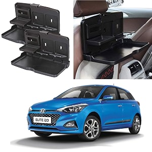 oshotto ft-02 car backseat food travel dining meal amp snaks tray amp cup holder compatible with hyundai i20 elite 2014-2026 black - set of 2