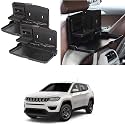 Oshotto (FT-02) Car Backseat Food Travel Dining Meal &amp; Snaks Tray &amp; Cup Holder Compatible with Jeep Compass (Black) - Set of 2