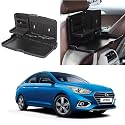 Oshotto (FT-02) Car Backseat Food Travel Dining Meal &amp; Snaks Tray &amp; Cup Holder Compatible with Hyundai New Verna (Black) - 1 Piece