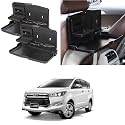 Oshotto (FT-02) Car Backseat Food Travel Dining Meal &amp; Snaks Tray &amp; Cup Holder Compatible with Toyota Innova Crysta (Black) - Set of 2