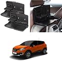 Oshotto (FT-02) Car Backseat Food Travel Dining Meal &amp; Snaks Tray &amp; Cup Holder Compatible with Renault Captur (Black) - Set of 2