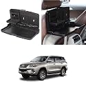Oshotto (FT-02) Car Backseat Food Travel Dining Meal &amp; Snaks Tray &amp; Cup Holder Compatible with Toyota Fortuner (Black) - 1 Piece