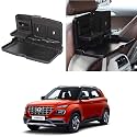 Oshotto (FT-02) Car Backseat Food Travel Dining Meal &amp; Snaks Tray &amp; Cup Holder Compatible with Hyundai Venue (Black) - 1 Piece