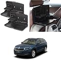 Oshotto (FT-02) Car Backseat Food Travel Dining Meal &amp; Snaks Tray &amp; Cup Holder Compatible with Skoda Kodiaq (Black) - Set of 2