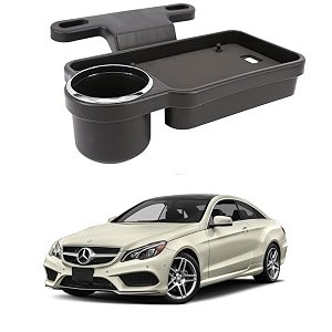oshotto ft-04 foldable car auto headrest rear back seat table drink food cup tray holder compatible with mercedes benz e-class 2010-2016 - black