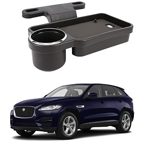 oshotto ft-04 foldable car auto headrest rear back seat table drink food cup tray holder compatible with jaguar f pace - black