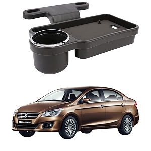 oshotto ft-04 foldable car auto headrest rear back seat table drink food cup tray holder compatible with maruti suzuki ciaz - black