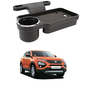 oshotto ft-04 foldable car auto headrest rear back seat table drink food cup tray holder compatible with tata harrier - black