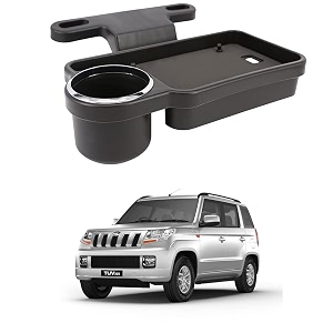 oshotto ft-04 foldable car auto headrest rear back seat table drink food cup tray holder compatible with mahindra tuv-300 - black