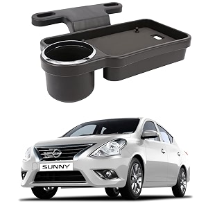 oshotto ft-04 foldable car auto headrest rear back seat table drink food cup tray holder compatible with nissan sunny - black