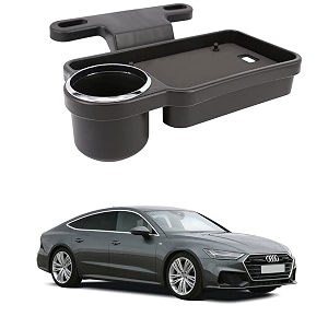 oshotto ft-04 foldable car auto headrest rear back seat table drink food cup tray holder compatible with audi a7 - black