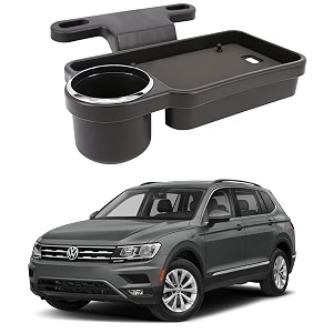 oshotto ft-04 foldable car auto headrest rear back seat table drink food cup tray holder compatible with volkswagen tiguan - black