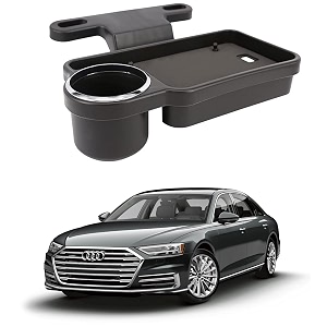 oshotto ft-04 foldable car auto headrest rear back seat table drink food cup tray holder compatible with audi a8 - black