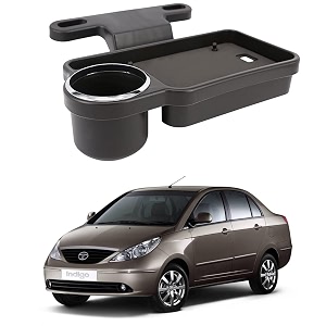 oshotto ft-04 foldable car auto headrest rear back seat table drink food cup tray holder compatible with tata indigo - black