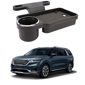 oshotto ft-04 foldable car auto headrest rear back seat table drink food cup tray holder compatible with kia carnival - black