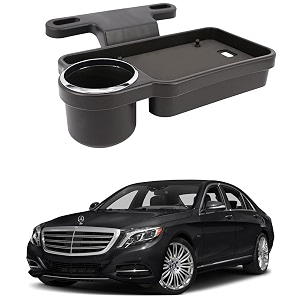oshotto ft-04 foldable car auto headrest rear back seat table drink food cup tray holder compatible with mercedes benz s class - black