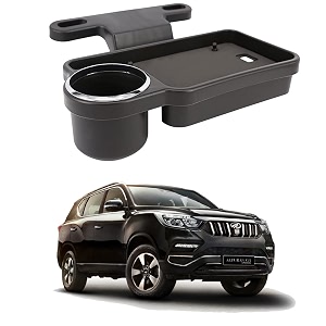 oshotto ft-04 foldable car auto headrest rear back seat table drink food cup tray holder compatible with mahindra alturas g4 - black