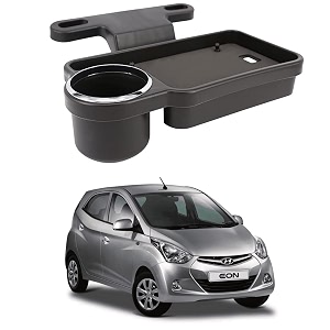oshotto ft-04 foldable car auto headrest rear back seat table drink food cup tray holder compatible with hyundai eon - black