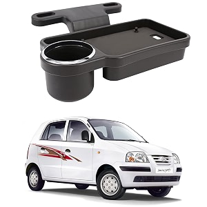 oshotto ft-04 foldable car auto headrest rear back seat table drink food cup tray holder compatible with hyundai santro xing old - black