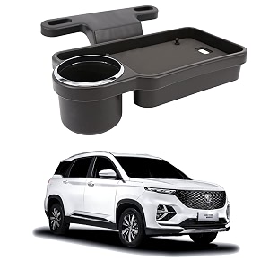 oshotto ft-04 foldable car auto headrest rear back seat table drink food cup tray holder compatible with mg hector plus - black