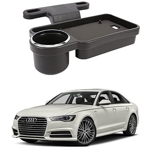 oshotto ft-04 foldable car auto headrest rear back seat table drink food cup tray holder compatible with audi a6 - black
