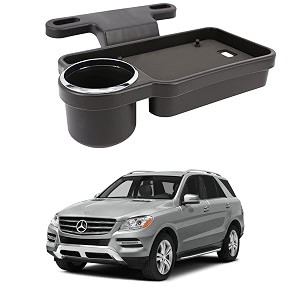 oshotto ft-04 foldable car auto headrest rear back seat table drink food cup tray holder compatible with mercedes benz ml 250350 - black