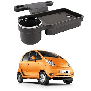 oshotto ft-04 foldable car auto headrest rear back seat table drink food cup tray holder compatible with tata nano - black
