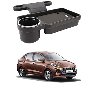 oshotto ft-04 foldable car auto headrest rear back seat table drink food cup tray holder compatible with hyundai aura - black