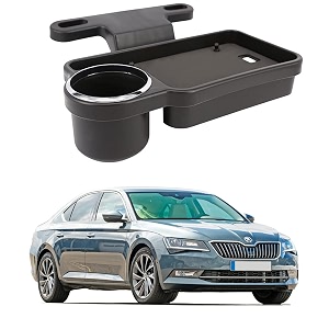 oshotto ft-04 foldable car auto headrest rear back seat table drink food cup tray holder compatible with skoda superb - black