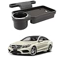 Oshotto (FT-04) Foldable Car Auto Headrest Rear Back Seat Table Drink Food Cup Tray Holder Compatible with Mercedes Benz E-Class 2010-2016 - Black