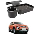 Oshotto (FT-04) Foldable Car Auto Headrest Rear Back Seat Table Drink Food Cup Tray Holder Compatible with Tata Harrier - Black